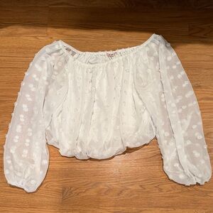 Francesca's Collections White Textured Blouse